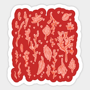 Pastel Red Outdoor Leaves Collection Sticker